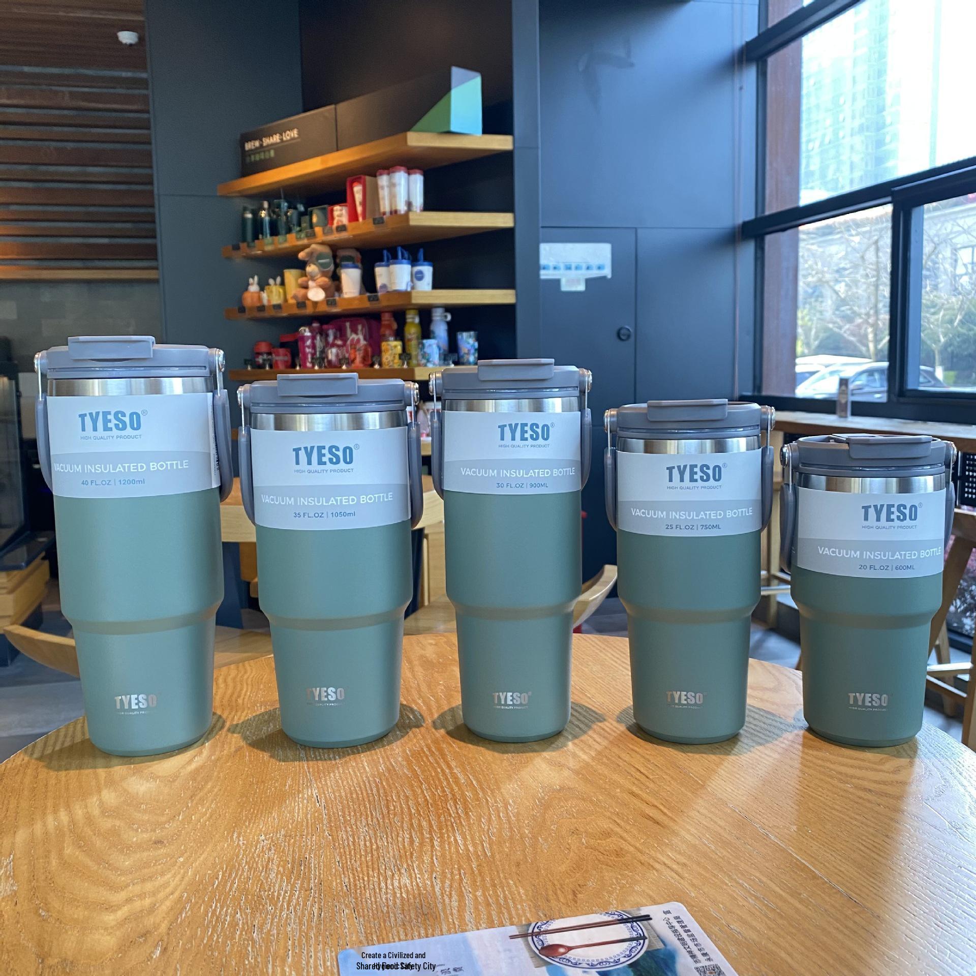 

TYESO Ice King Термокружка для автомобиля с двойными стенками из нержавеющей стали 304 с трубочкой | Большой объем для горячих и холодных напитков 600ML