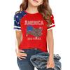 Kids Independence Day T-Shirt USA Print Short Sleeve Casual Crew Neck Top Patriotic Graphic Tee for Boys Girls Summer Wear