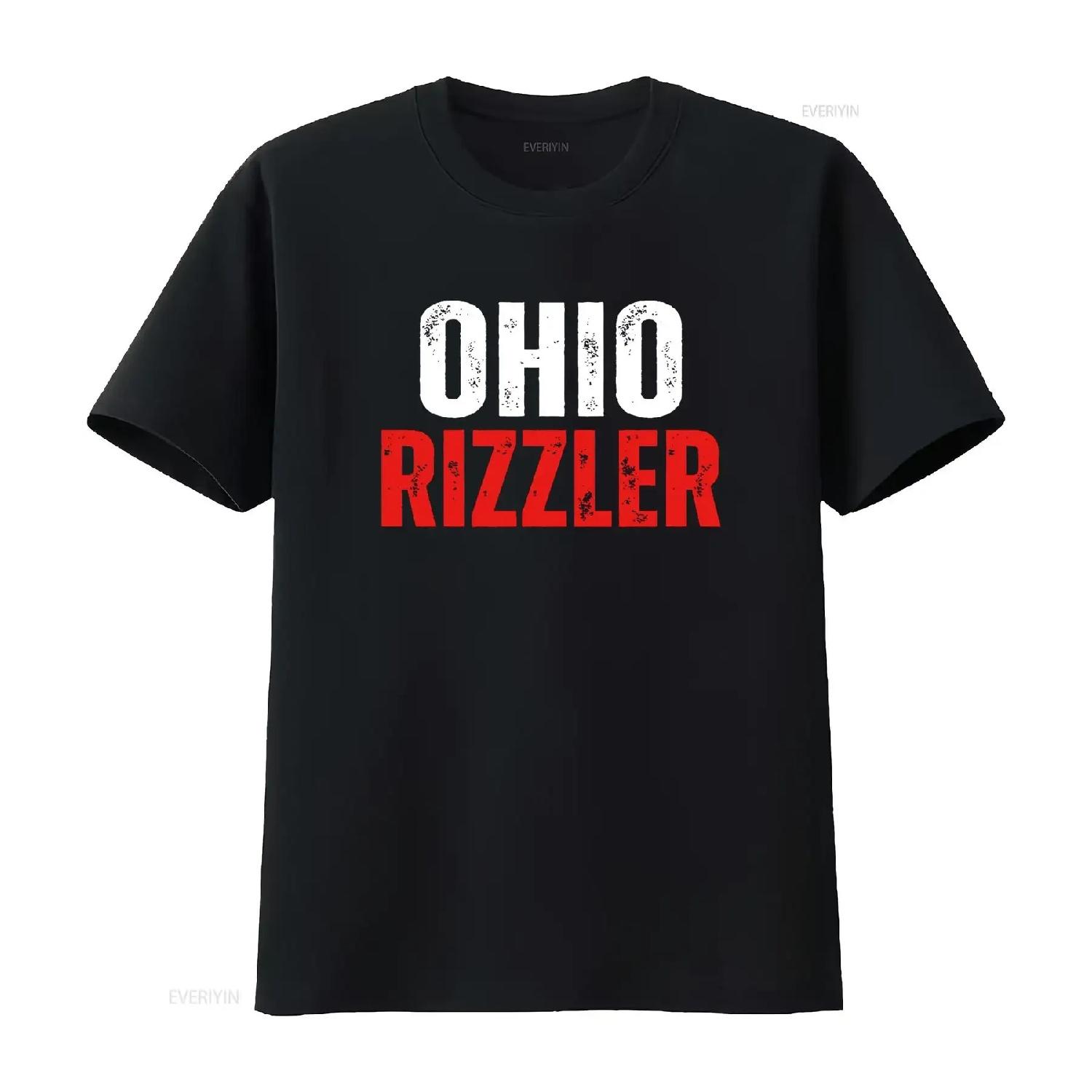 Ohio Rizzler Rizz Funny Ironic Meme Quote T Shirt vintage Washed homme Casual graphic Stretched Versatile Unisex Breathable S чёрный