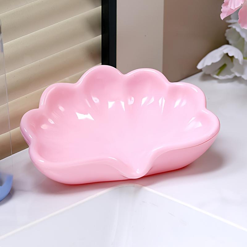 Nordic Style Flower-shaped Soap Tray for Bathroom, Cosmetic and Jewelry Storage Box, White and Pink Desktop Decoration