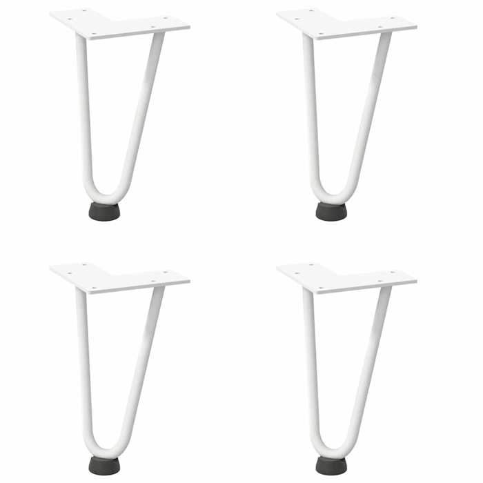 VidaXL Pieds en épingle à cheveux pour table basse 4 pièces Blanc 20 cm Acier massif 4012413