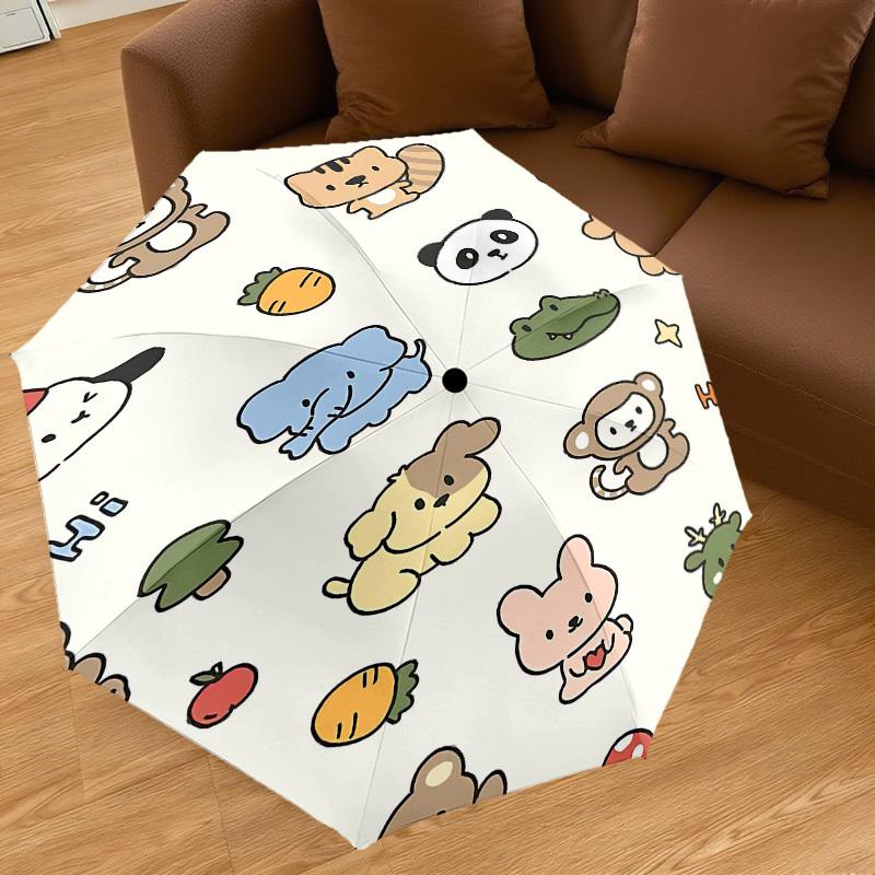 1PC Animal Cartoon Umbrella-8-Rib Reinforced Portable Folding Travel Suitable for All Seasons Outdoor Daily Use-G342