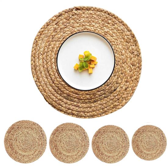 Handwoven Calabash Grass Trivet Coaster Heat-Resistant Placemats for Kitchen Dining Rustic Table Protector for Pots Pans Cups Versatile Home Decor
