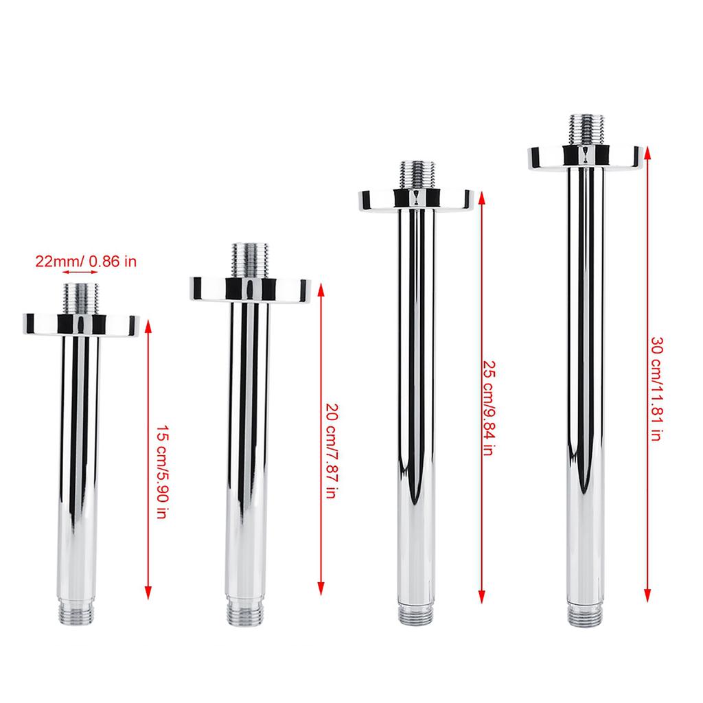 Shower Arm Tube 15/20/25/30cm Round Top Shower Arm Tube Wall-mounted Bathroom Ceiling Shower Head Extension