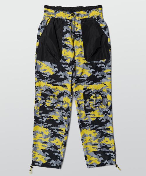 Zensai Camo Patch Color Block String Pants [Orange/Yellow]