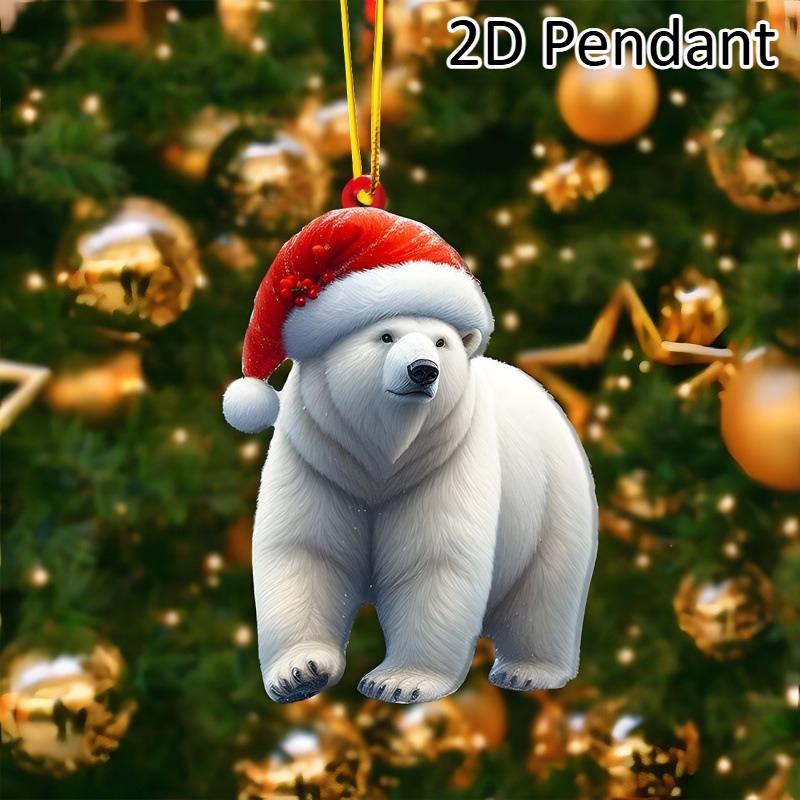 2D Acrylic Christmas Animal Pendants Horse Cat Dog Xmas Tree Drop Ornaments Decorations Christmas Eve Hangings Party Supplies