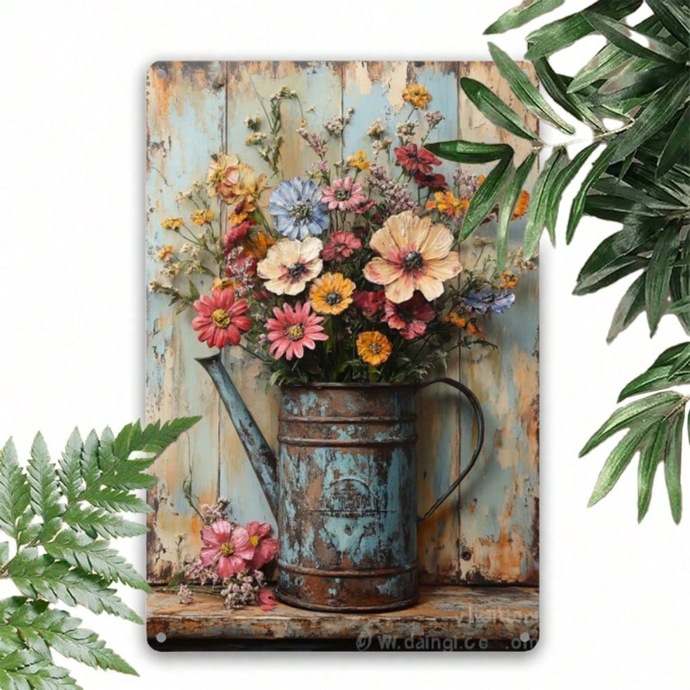 

Vintage Floral Metal Wall Art Sign for Home Bar Cafe Garden Decor 7.8x11.8 Inch Gift 20x30 разноцветный