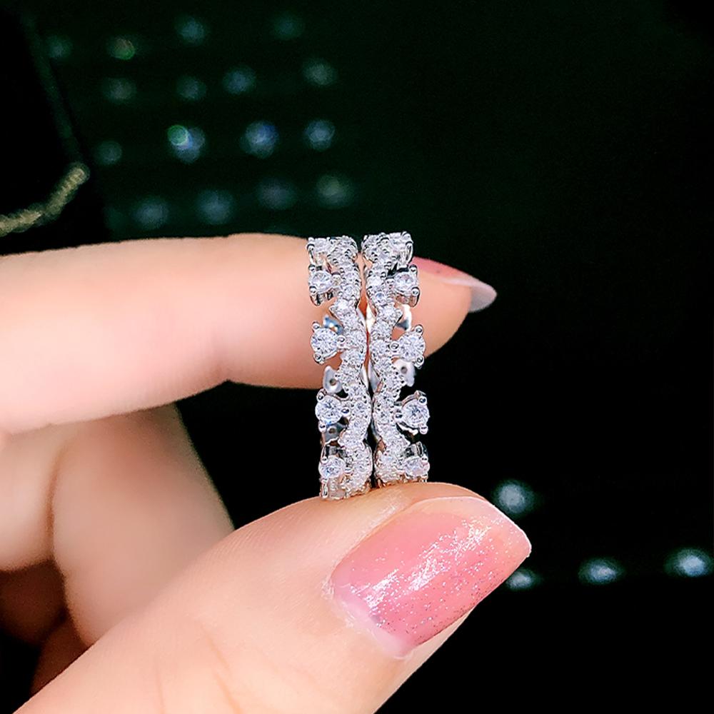 4x6mm Emerald Cut Moissanite Ring Set for Women CopperSparkling Stackable Row Ring Party Wedding Bands Jewelry