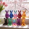 Osterhase Eierornament mit beweglichem Gelenkhase im Inneren 3D-gedruckte Hasenblumen-Eierfigur Osterfeiertags-Partydekoration