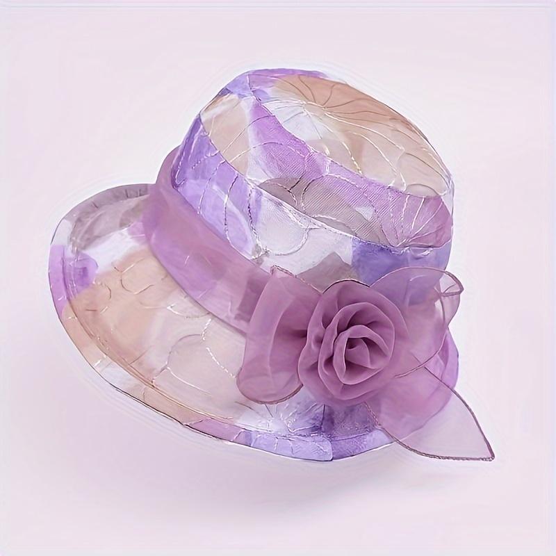 

Стильная шляпа-ведро с цветочным кружевом для женщин. Идеальная защита от солнца для зрелых женщин. Одежда для прогулок и пляжа в весенне-осенний период. фиолетовый