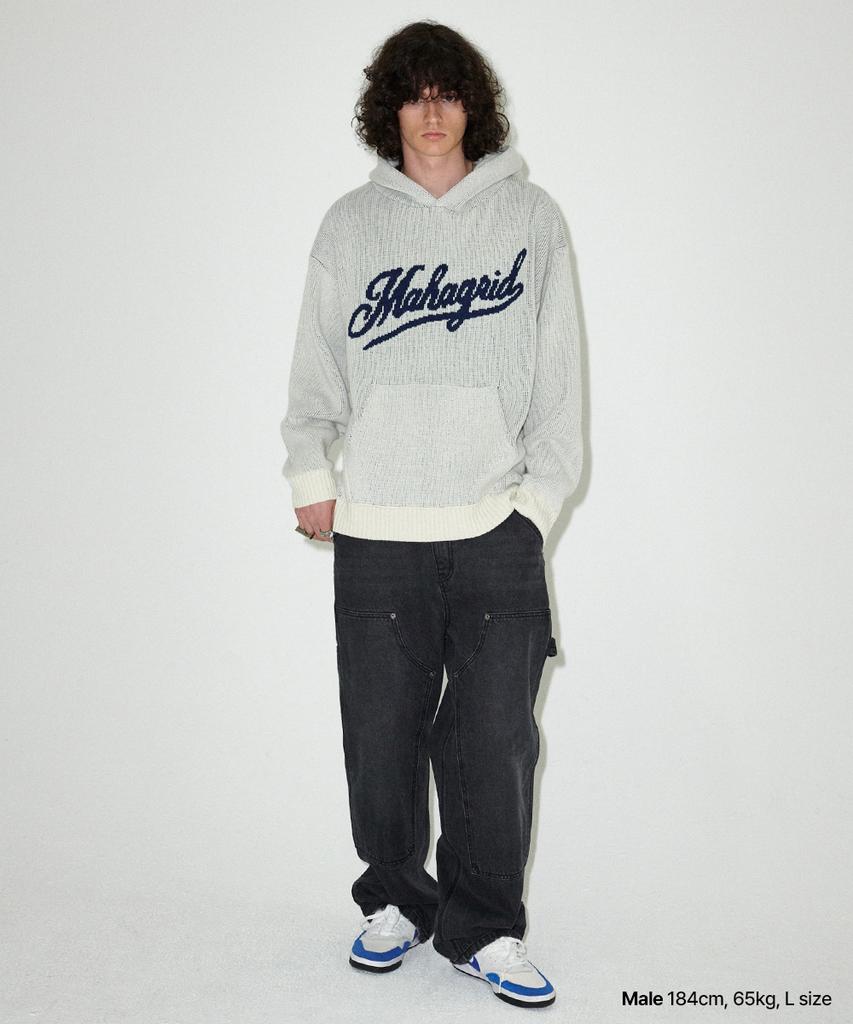 MAHAGRID Script Logo Knit Hoodie Ivory(Mg2Efmk640A)