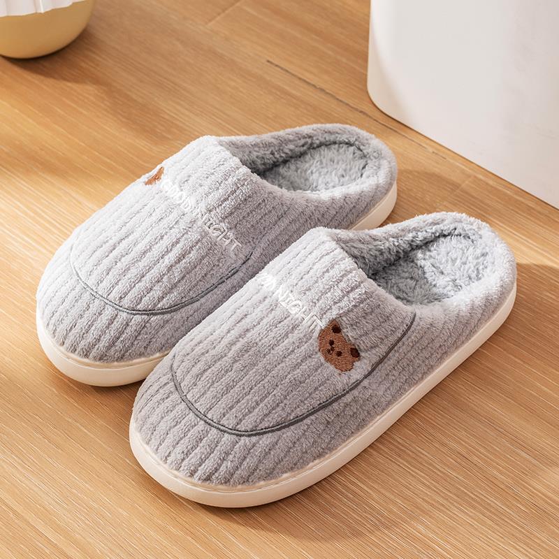 Cotton Slippers Men's Autumn and Winter Indoor Home New Velvet Warm Household Cotton Shoes Women's Winter