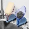 1pc - Leaf-Shaped Self-Draining Soap Dish - Oval Plastic Holder For Bathroom Easy Clean