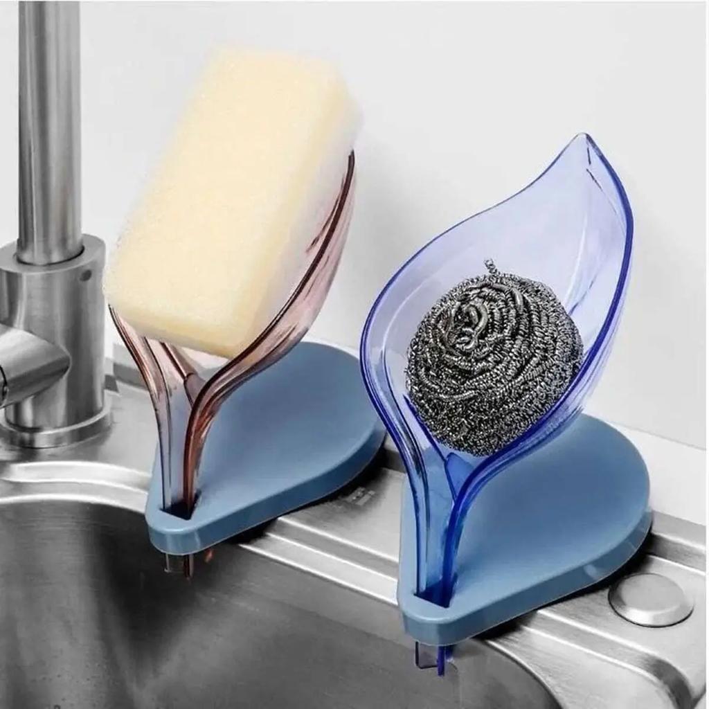1pc - Leaf-Shaped Self-Draining Soap Dish - Oval Plastic Holder For Bathroom Easy Clean