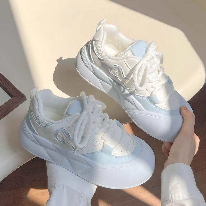 Summer Mesh Breathable Bread Shoes Women's New Platform White Shoes Original Niche Versatile Sports Board Shoes