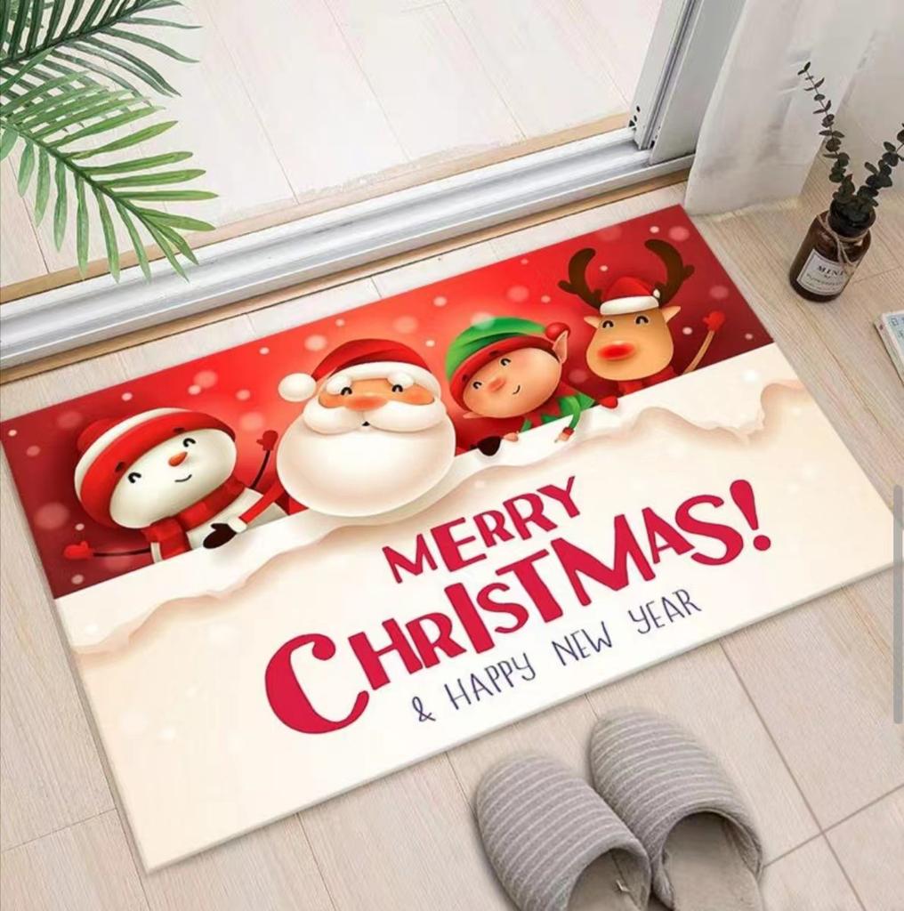 Christmas Festival Diatom Mud Mat Home Decoration Non-Slip Absorbent Bathroom Foot Mat Winter Santa Entrance Door Mat