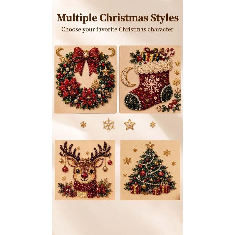 Christmas Pearl and Diamond Santa Claus Children's Set: Reindeer Pearl and Diamond DIY Diamond Painting Craft