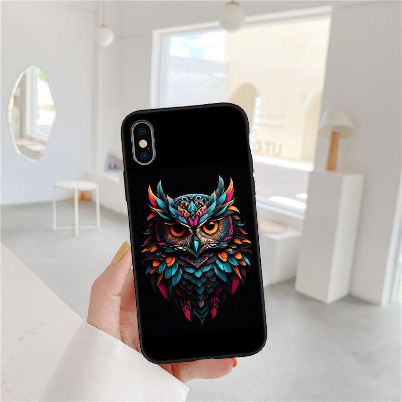 CJ25 Cartoon Art Owl Soft Shell Phone Case for Samsung Galaxy S20 S21 S22 Ultra FE + Plus A21S A22 A24 A25 A26 A30 A30S A31