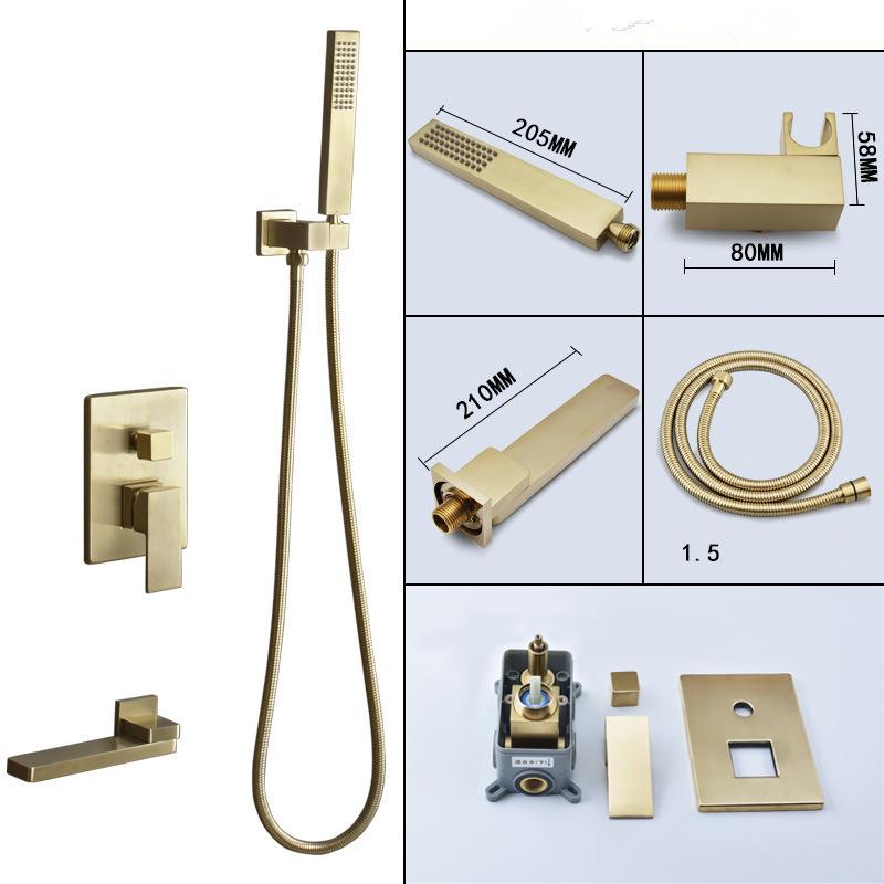 Bath and Shower Faucet Black Bathroom Bathtub Mixer Tap Hot & Cold Bath Shower Faucet Wall Mounted Brass Brushed Gold/chrome