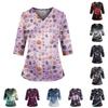 Women's Halloween Print Scrub Top with V-Neck, Pockets, Side Slit and 3/4 Sleeves