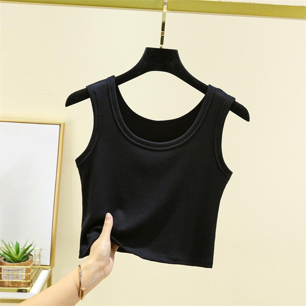 Women's Casual Summer Short Vest Knitted Thread Inner Bottom Sleeveless Solid Color Thin Top