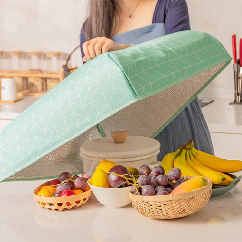 Foldable Food Covers Keep Warm Hot Aluminum Foil Thermal Food Dust Cover Dishes Insulation Useful Kitchen Gadgets Accessories