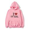I Love TV Girl T-skjorte Kunst Estetisk Grafisk hettegenser Unisex kvinner Oversized hettegenser Unisex høykvalitets mote hettegensere