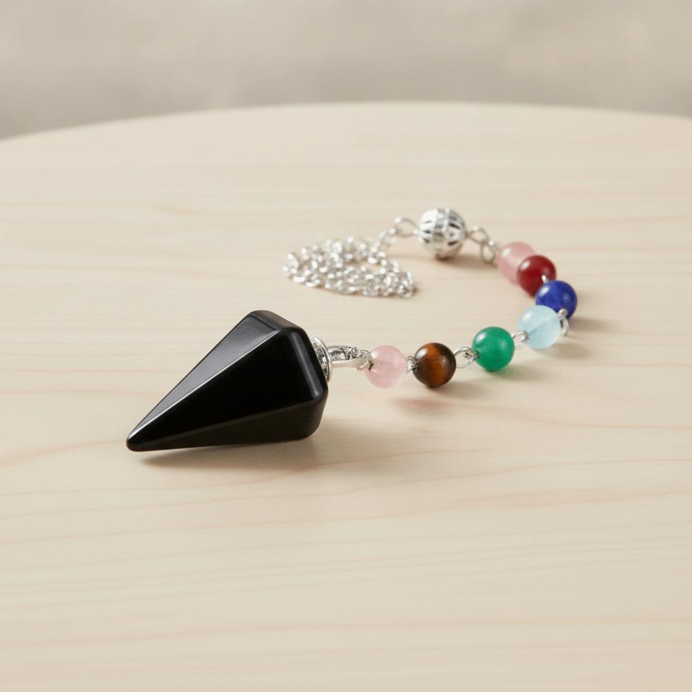 Rainbow Color Healing Crystal Pendant Bead Chain Natural Crystal Necklace  Daily Wear