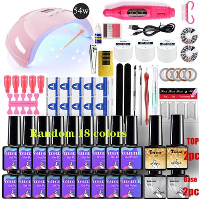 Nagel Manicure Set Voor Nagellamp Droger Gel kies 20/18//10 Kleuren Nagellak Set & Elektrische Nagelfrees Nail Art gereedschap nagelset