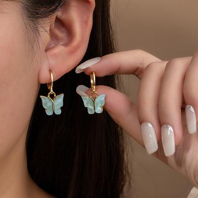Mori Blue Butterfly Earrings, High-End Sweet And Fresh Ear Buckles, Women'S Fashion Versatile Earrings, Silver Needle Earrings.