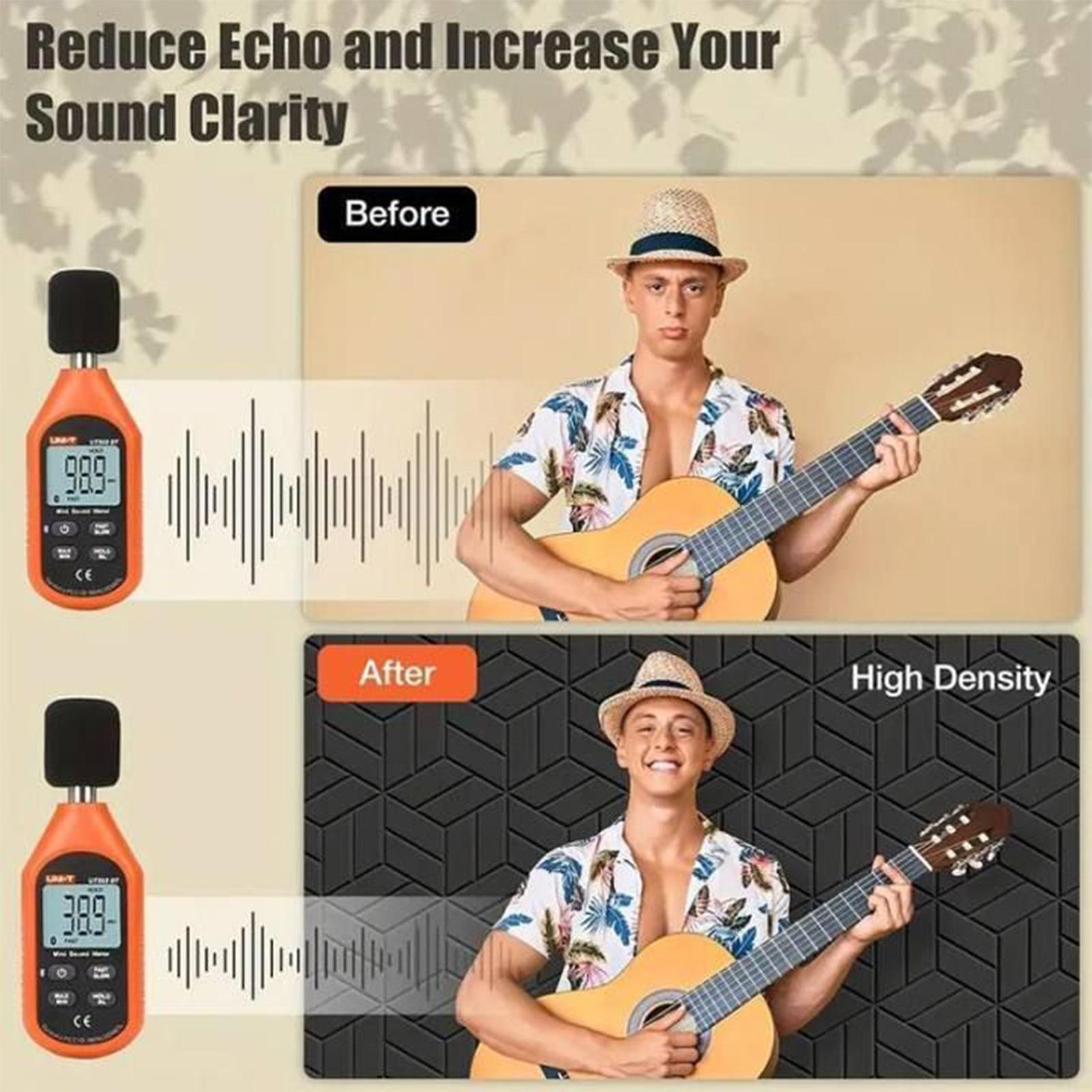 

12pc Acoustic Panels Self-Adhesive Sound Proof Panels for Walls Noise Dampening Board High-Density for Game Room Dormitory China Mainland