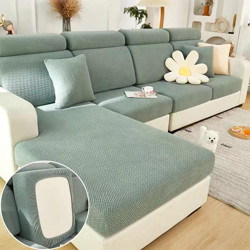 Jacquard Sofa Cushion Slipcover Protector Solid Color Stretch Removable Sofa Seat Covers For Bedroom Office Living Room Home