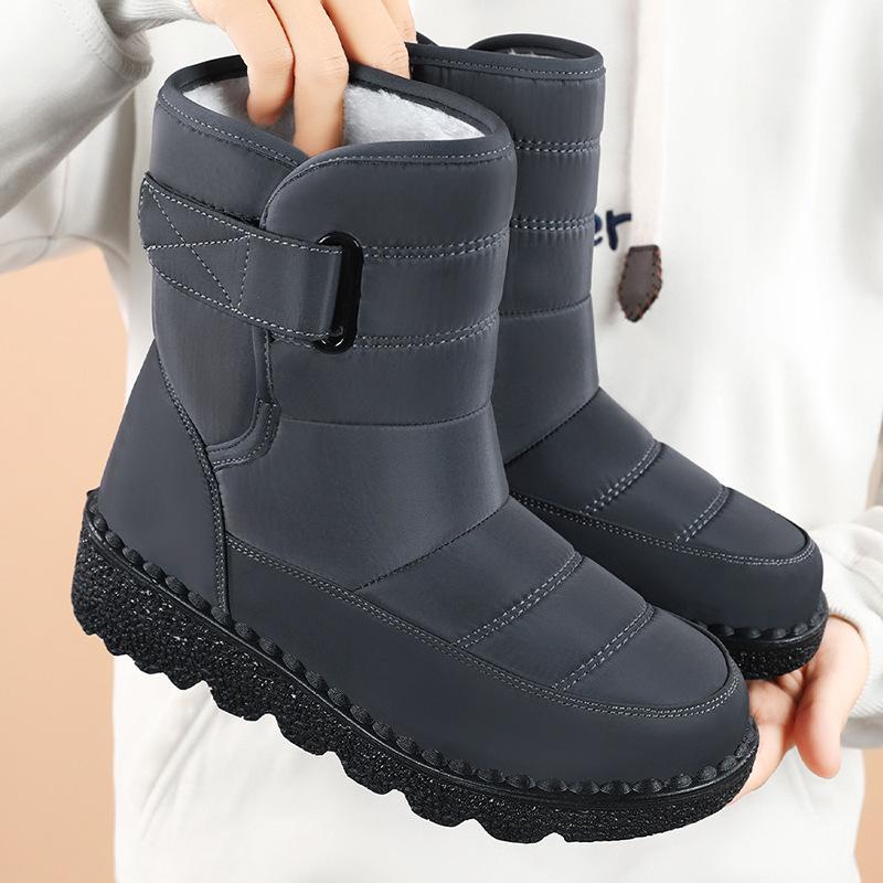 New Large-sized Long Boots Warm Fleece and Thickened Cotton Shoes Snow Boots