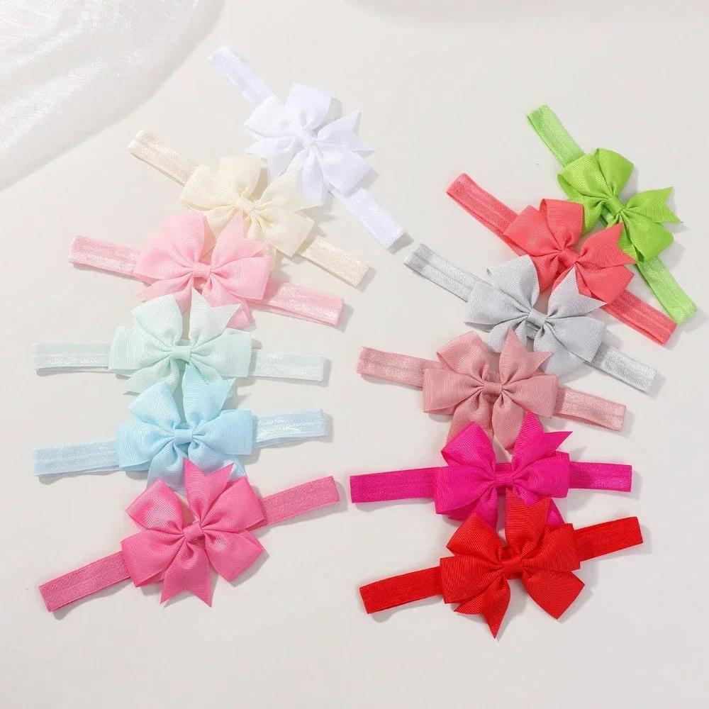 6pcs Baby Girl Headband Newborn Kids Children Rubber Bandage Bands Elastics Hair Accessory Hairbands  Bowknot Hair Accessories