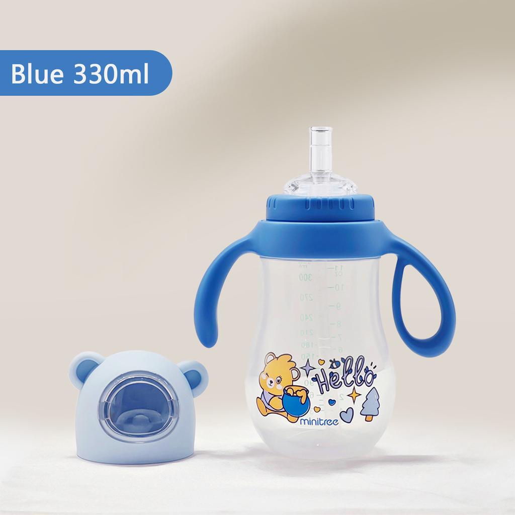 330ML Children's Water Bottle Baby Learning Cup Portable Cartoon Straw Cup Creative Feeding Cup Straw and Lid Drink Cup