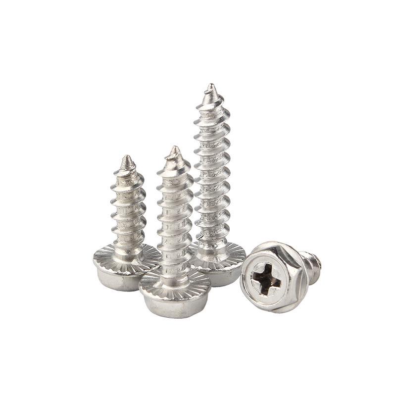 Yigu Stainless Steel Phillips Hex Head Self-Tapping Screws with Washer, Anti-Slip, Pointed Tip, M3-M6