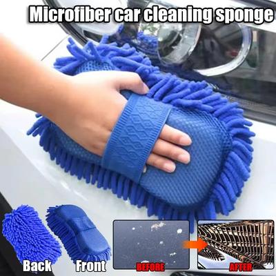 1pc Car Wash Glove Microfiber Chenille Car Wash Sponge Towels Care Washing Detailing Brush Pad Multifunction Cleaning Tool