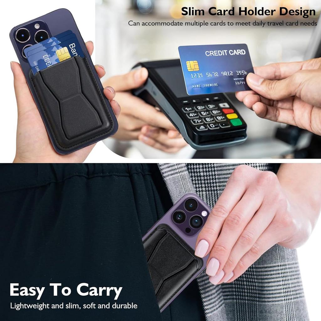 For iphone 16-12 magnetic card case holder back folding card leather butterfly mobile phone card case