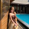 Sexy Backless Vacation Suit Brown Wavy Streamer Strap Design Tube Top Polka Dot Chiffon Skirt Women's Summer