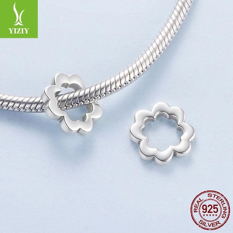Simple And Versatile S925 Sterling Silver Lucky Grass Beaded, Classic And Fashionable Four-Leaf Clover Diy Jewelry Accessories