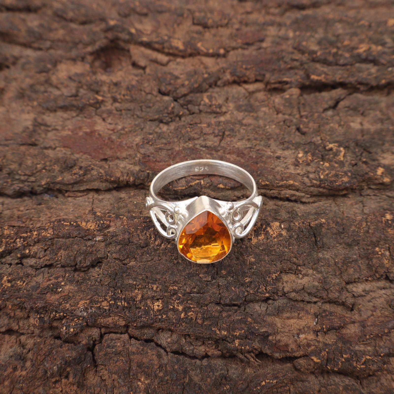 

Citrine Gemstone Sterling Silver Handcrafted Artisan Cocktail Sisters Gift Ring RR-46-11 15