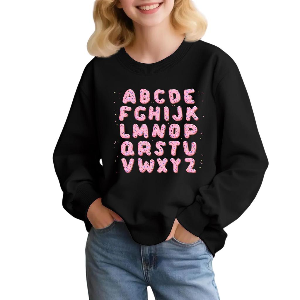 Vaikiška mada Laisvo kirpimo kasdienis ilgomis rankovėmis Kalėdų rašto didelio dydžio apvalaus kaklo džemperis