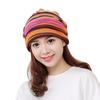 Women Stripe Hat Ruffle  Hat  Scarf  Collar Turban Head Wrap Cap