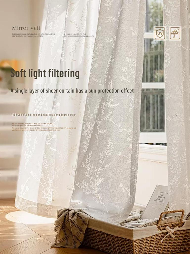 French Summer Sun Protection Insulated Light-Filtering Curtain for Bay Windows and Balconies