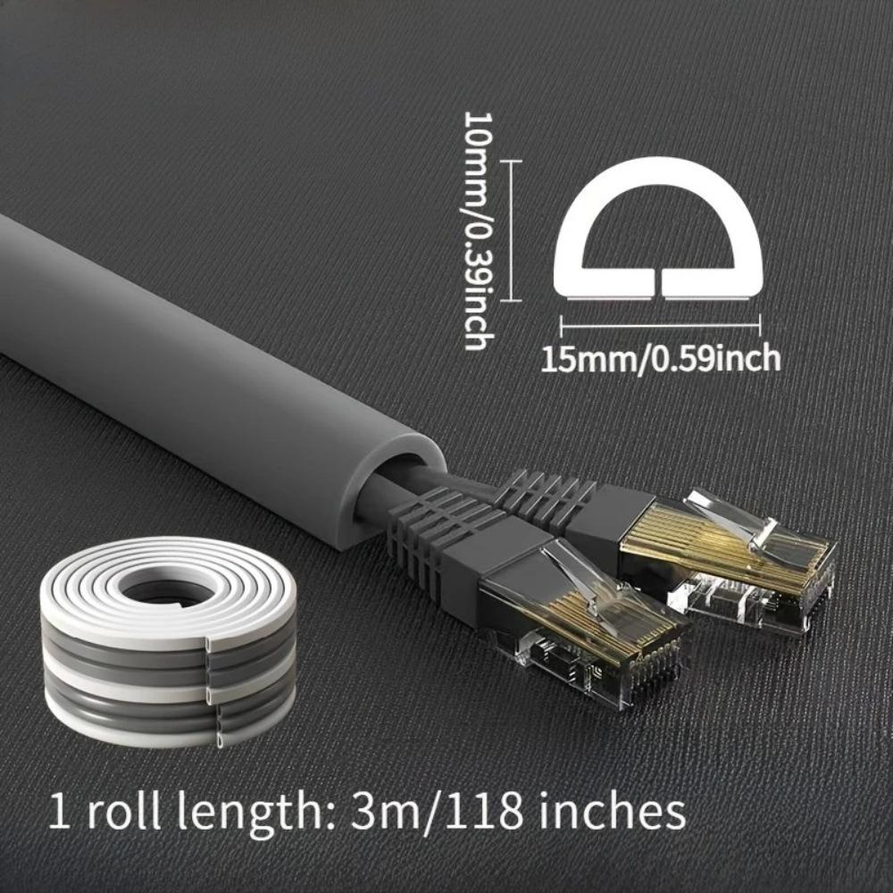 1PC 3M Canaleta para Cable de Suelo Auto-adhesiva Anti-extrusión Curva Protector de Cableado de Extensión de Alimentación Organizador de Cables para Hogar y Exterior