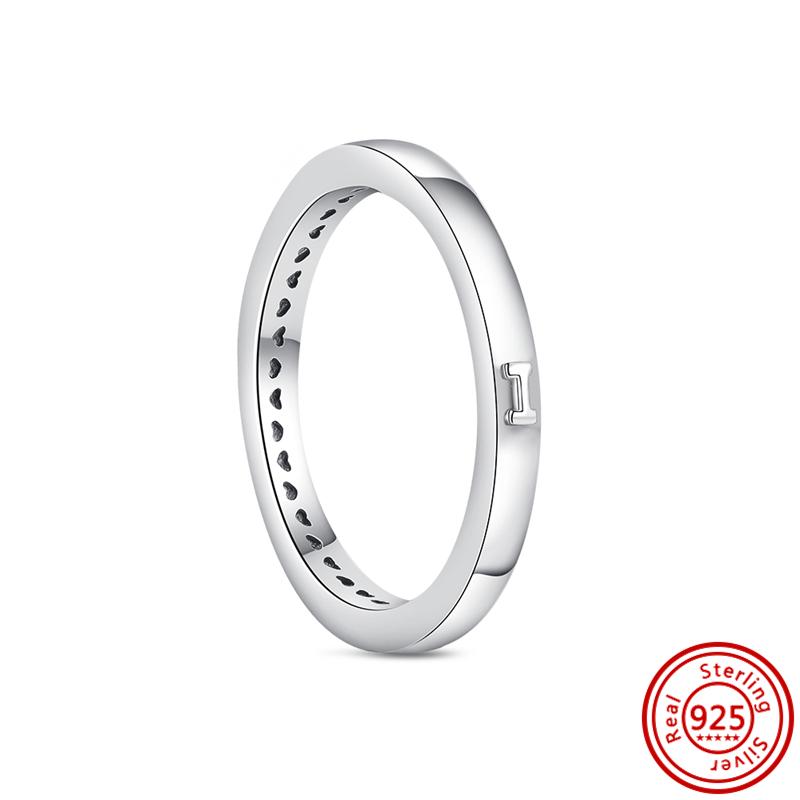 Argent Sterling 925 Cuivre Cœur Étincelant Zircon Flèche Vague Amour Éternel Infini Bagues de Couple Mariage Fiançailles Fête Zircon Cadeau