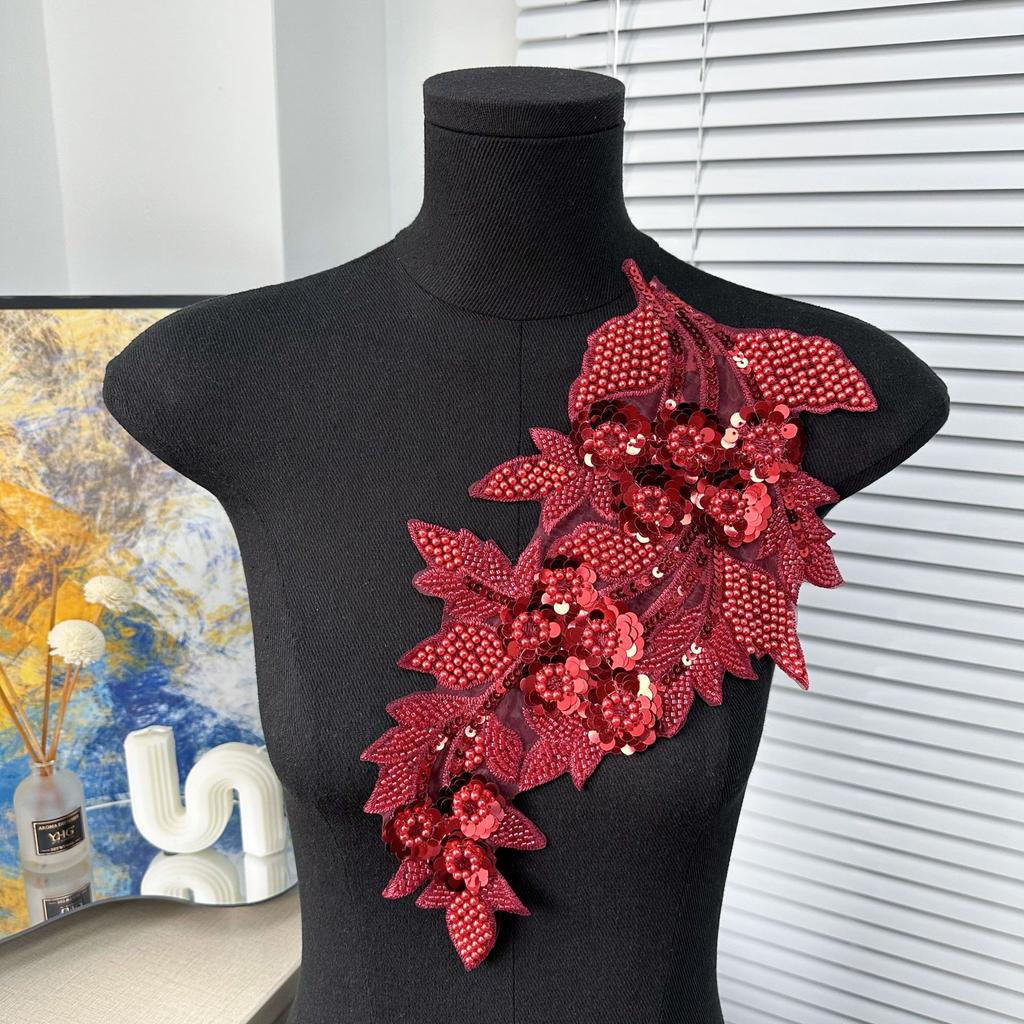 Mesh Sequin Embroidery Diy Applique Wedding Dress Dress Clothing Accessories Decorative Flower Cloth Sticker