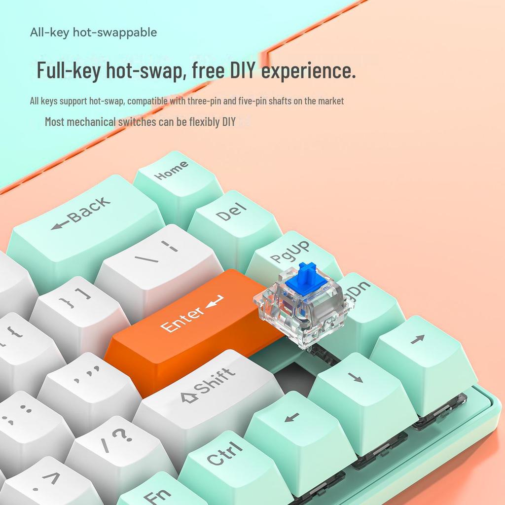 68-key RGB Tri-mode Russian Gasket Wired Mechanical Gaming Keyboard