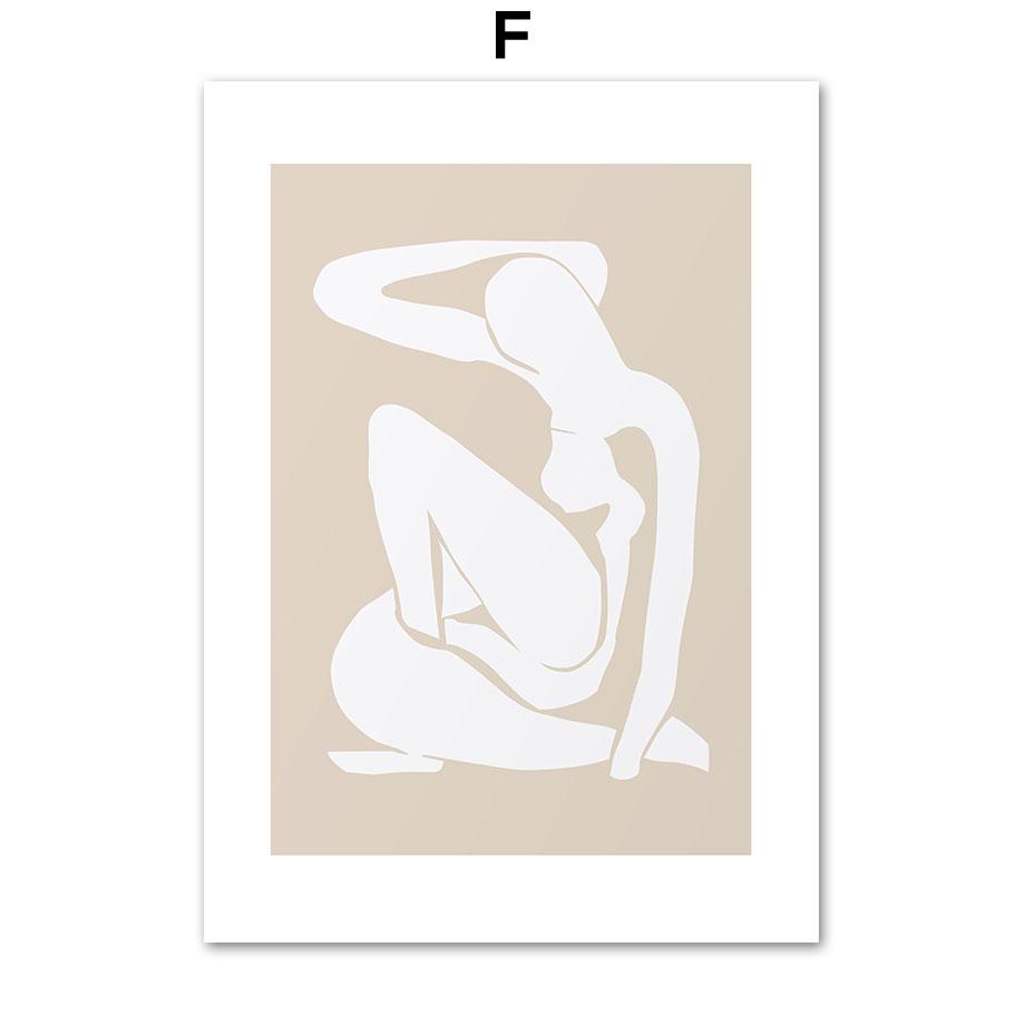 Matisse Figures Painting Leaves Lines Beige Abstract Poster Nordic Wall Art Print Vintage Canvas Pictures For Living Room Decor
