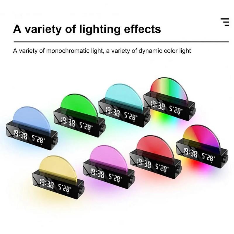 Digital Vekkerklokke RGB LED Digitale Klokker Fargerike Klokker Med Atmosfære Nattlys for Hjemmekontor Beste Gaver